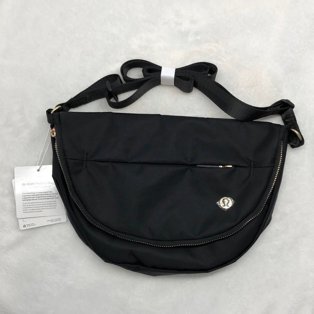 🔥Lululemon All Night Festival Bag 5L - Black Gold Hardware Travel Crossbody
